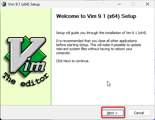 Vim 설치 시작 화면