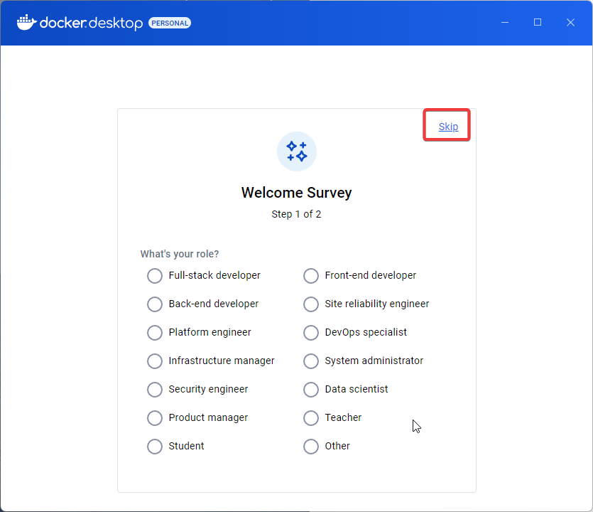 Docker 설문조사 첫 화면